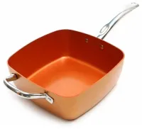 Універсальна сковорода Copper Cook Deep Square Pan Ampowar 24 см з фритюром і пароваркою з кришкою, антипригарна сковорідка фритюрниця з друшляком