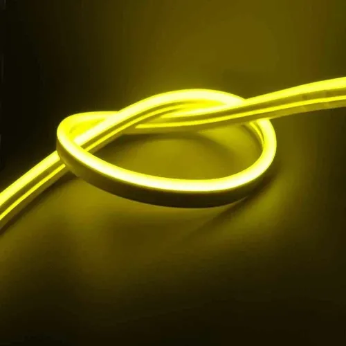 Світлодіодна силіконова стрічка LED NEON 0729 Yellow 5 м з блоком живлення, універсальна неонова гнучка підсвітка 12v-220v 5m в силіконі Жовта