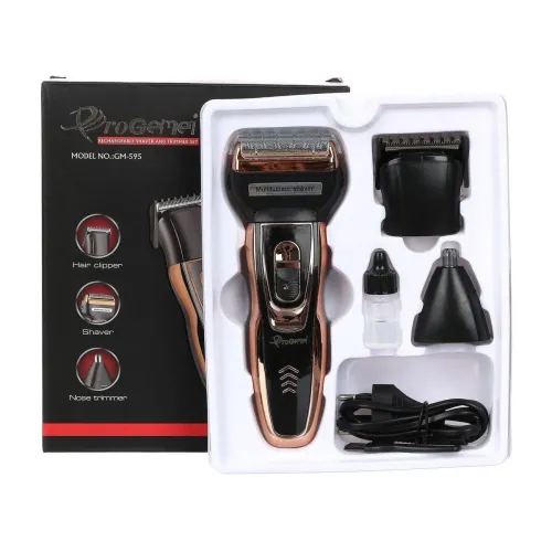 Аккумуляторная мужская электробритва, машинка, триммер Gemei GM-595 Hair Trimmer для бороды и носа, универсальный набор 3 в 1 для стрижки волос Gemmy
