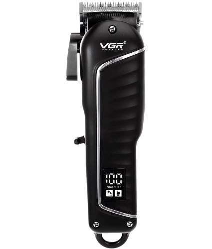Аккумуляторная машинка для стрижки волос VGR V-683 10W беспроводной мужской триммер для окантовки бороды и усов со сменными насадками и дисплеем USB