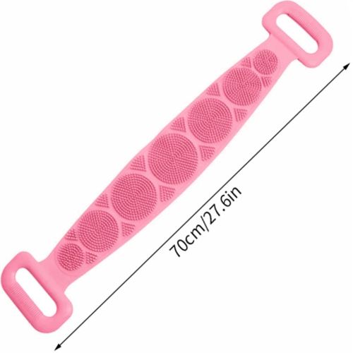 Силіконова двостороння мочалка Silicon bath towel 70см мочалка-масажер для тіла, масажна щітка для душу і ванни з ручками Silica gel Bath brush