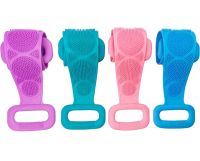 Силіконова двостороння мочалка Silicon bath towel 70см мочалка-масажер для тіла, масажна щітка для душу і ванни з ручками Silica gel Bath brush