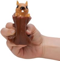 Силиконовая игрушка антистресс Белка в дупле Nutty Squirrel Popper JG-88 6.5х6 см выпрыгивающий Pop It Фуфлик в бревне для детей T206 Коричневый 