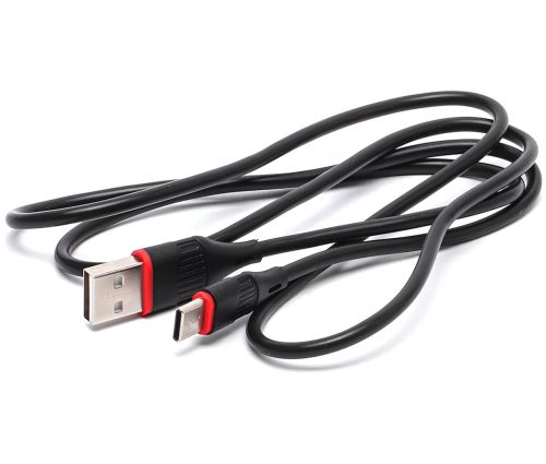 Кабель для зарядного пристрою Borofone BX17 USB Type-C 3A 1м для заряджання та передавання даних телефона, зарядка шнур 100 см для смартфона Чорна