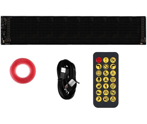 Гнучкий екран LED Matrix Panel JTPD-03-011 12х59.5 см світлодіодна рекламна RGB стрічка в авто, рядок, що біжить, з пультом і від телефону Bluetooth WiFi