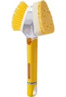 Двостороння щітка з дозатором для миття посуду Dish Wand Scrub Brush 2 в 1 MAG-582 кухонна губка з насадками, ручкою і ємністю для миючого NGB7