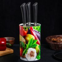 Настільна підставка для ножів 14 см Universal Knife Holder кругла з чорним наповнювачем з поліпропіленового волокна на кухню 90*90*140 мм