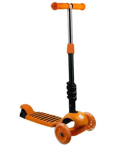 Триколісний дитячий самокат біговел Scooter FYS-2864 Orange 5 в 1 зі складним сидінням, батьківською ручкою і колесами, що світяться Помаранчевий