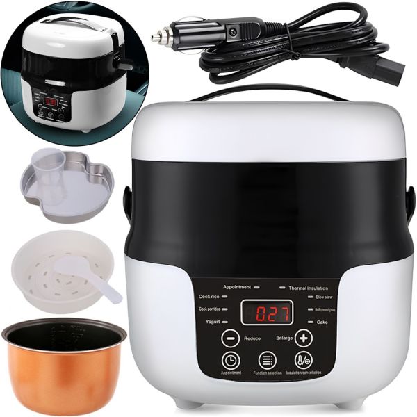 Автомобільна мультиварка Car Electric Rice Cooker M20A 2 л сенсорний мультиповар з підігрівом і таймерів 6 режимів від прикурювача 12V 24V