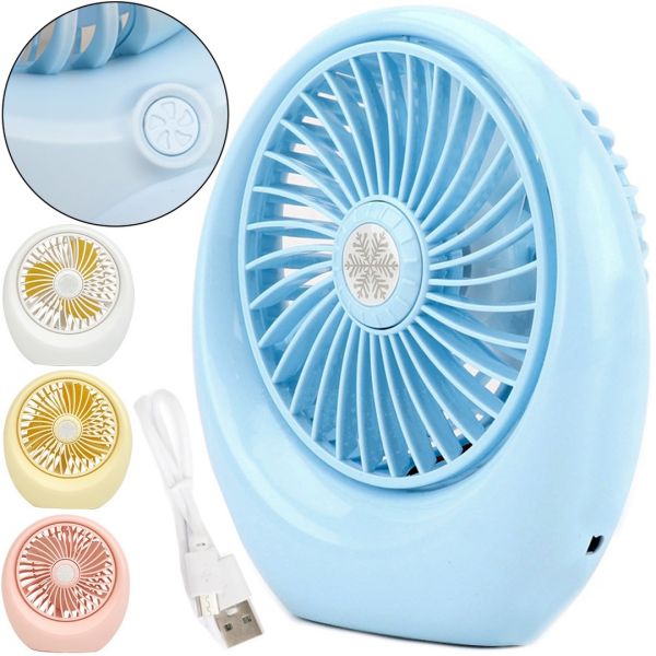 Настільний міні вентилятор Mini Fan SQ1978A портативний ручний вентилятор на стіл з 2 швидкостями, підсвічуванням і вбудованим акумулятором 4.5 W USB