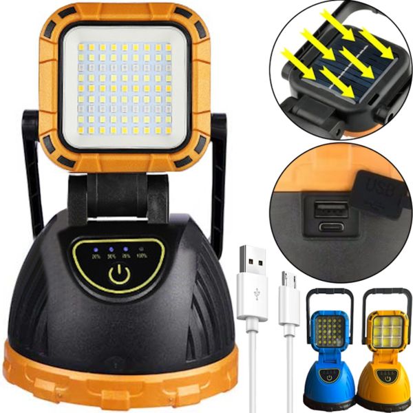 Акумуляторний ручний LED ліхтарик лампа Solar Hi Sheen HS-8033 з сонячною панеллю і ручкою 81COB, переносний світлодіодний ліхтар Power Bank від USB