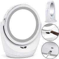 Настільне кругле Косметичне дзеркало Mirror Lamp YT-M513 з LED підсвічуванням і збільшенням для макіяжу, збільшувальне дзеркало на підставці біле