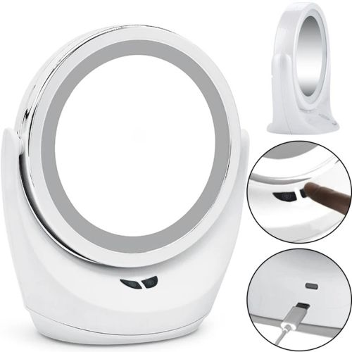 Настільне кругле Косметичне дзеркало Mirror Lamp YT-M513 з LED підсвічуванням і збільшенням для макіяжу, збільшувальне дзеркало на підставці біле