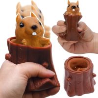 Силиконовая игрушка антистресс Белка в дупле Nutty Squirrel Popper JG-88 6.5х6 см выпрыгивающий Pop It Фуфлик в бревне для детей T206 Коричневый 