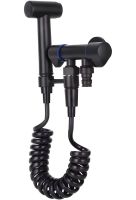 Набір для гігієнічного душу Handheld bidet Sprayer Set AA22 - 2 чорний ручний змішувач лійка з тримачем і шлангом з нержавіючої сталі для біде