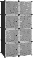 Складаний шафа органайзер для речей Storage Cube Cabinet MP-28-51 76х37х146 см Пластикова тумба на 8 секцій поличка для одягу та взуття Чорна MP28-51