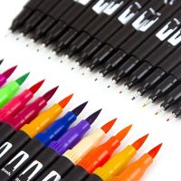 Набір акварельних маркерів-лінерів для малювання Dual Brush 100 шт комплект двосторонніх скетч маркерів кистей на водній основі в пеналі 100 кольорів