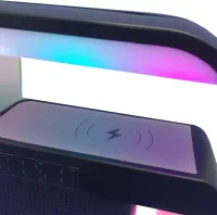 Настольная смарт лампа ночник RGB XM-G3 аккумуляторный с беспроводной зарядкой 15W и Bluetooth колонкой, Блютуз колонка G3 с подсветкой Черная