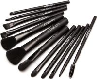 Набір кистей для макіяжу Huda Beauty 12 штук, Кисті для професійного макіяжу очей, губ і обличчя, пензлики в металевій коробці