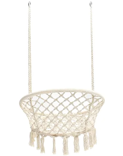 Підвісне крісло-гойдалка Outtec Boho XXL O-66488 120x80x60 см плетена садова гойдалка, бразильський гамак для дому та тераси до 150 кг Бежевий