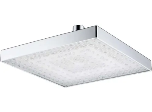 Светодиодная квадратная насадка лейка для верхнего душа Shower head AND XL-902 с LED RGB подсветкой, Душевая насадка-лейка с датчиком температуры