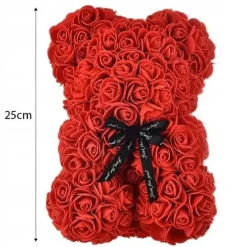 Маленький ведмедик з штучних 3D троянд Teddy Bear de Luxe 25 см Red, Червоний ведмідь Тедді