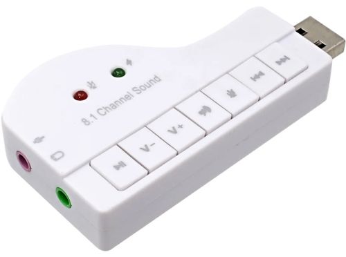 Внешняя звуковая карта USB 8.1 Piano внешний звуковой адаптер для ноутбука и ПК компьютера, аудиокарта юсб с кнопками управления 8.3х4.3 см