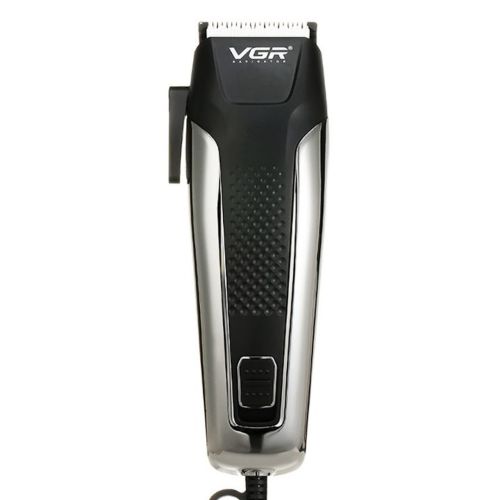 Мужская профессиональная машинка VGR V-120 Pro для стрижки волос 8 насадок, Триммер электробритва для окантовки бороды и усов от сети 10W Черный