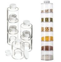 Акриловий набір для спецій Spice Tower на 6 відсіків. Скляний набір, баночки для зберігання спецій на 6 ємностей, Спецовник вежа