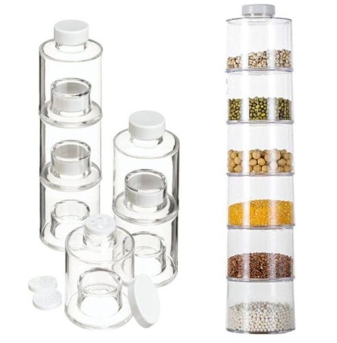 Акриловий набір для спецій Spice Tower на 6 відсіків. Скляний набір, баночки для зберігання спецій на 6 ємностей, Спецовник вежа