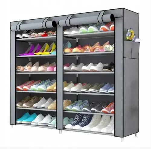 Тканинна шафа для взуття Shoe Cabinet YQF-2266 на 6 полиць, Подвійна складна тканинна полиця, пилозахищений каркасний для зберігання K66, 2712 MG-222
