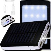 Портативний зарядний Power Bank Solar 90000 mAh C Led ліхтариком УМБ Metal Чорний На сонячній батареї Павербанк, зовнішній акумулятор, PowerBank 