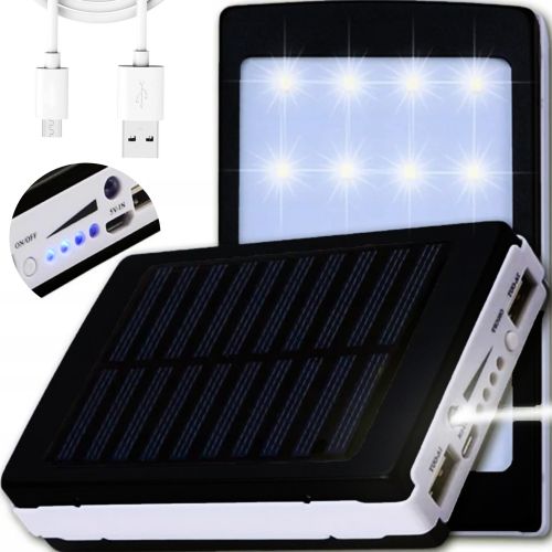 Портативний зарядний Power Bank Solar 90000 mAh C Led ліхтариком УМБ Metal Чорний На сонячній батареї Павербанк, зовнішній акумулятор, PowerBank 