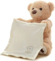 М'яка дитяча іграшка Peekaboo Bear Плюшевий ведмедик 33 см музичний інтерактивний грає в хованки говорить ведмідь від 6 місяців Пікабу Бежевий 
