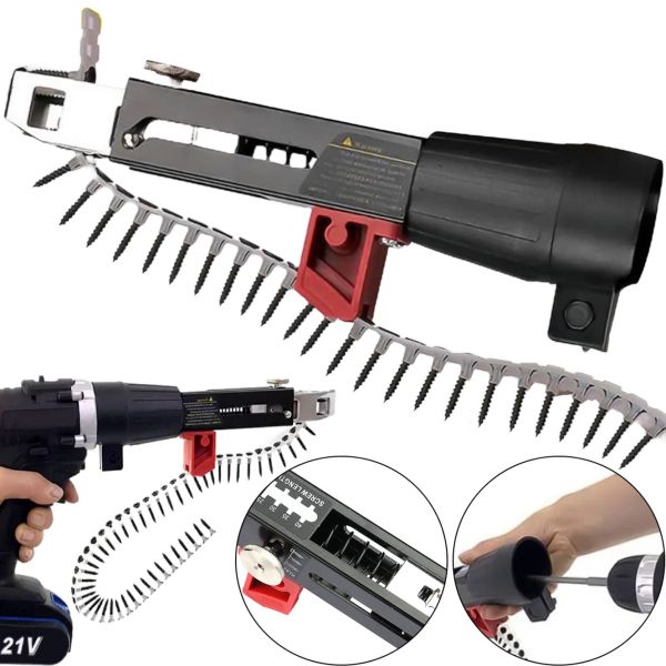 Автоматичний стрічковий адаптер Drillbit DCF6201 для подачі саморізів цвяхів на шуруповерт дриль, Насадка з ланцюговими цвяхами по 50 шт Чорний
