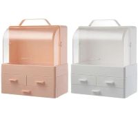 Настільний органайзер для зберігання косметики Cosmetic Storage Box GW-880 косметична поличка 4 секції з висувними ящиками і ручкою рожева