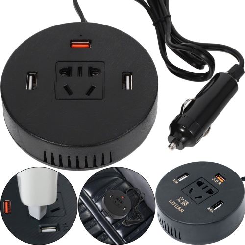 Автомобильный тройник инвертор Travel Car Power Liyuan DC-AC 12-220V 75W от прикуривателя, Универсальный USB адаптер сплиттер 12/24V в авто