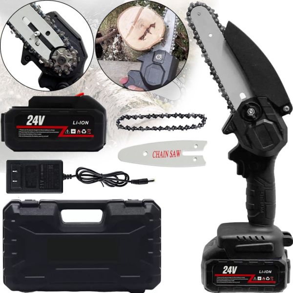 Акумуляторна ланцюгова міні пила Supretto Mini Electric Chain Saw 24V 550W для обрізки дерев і розпилу дров, міні пила, електропила на акумуляторі
