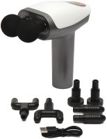 Ручний ударний масажер для м'язів Massage Gun Maxtop MP-921 25W 1500мач акумуляторний подвійний пістолет вібромасажер для всього тіла з дисплеєм USB