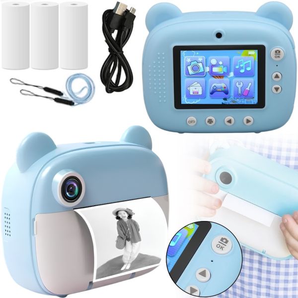 Дитячий фотоапарат з миттєвим друком DIY Instant Digital Camera M3 3 в 1 цифрова камера полароїд для фото і відео на акумуляторі Блакитний