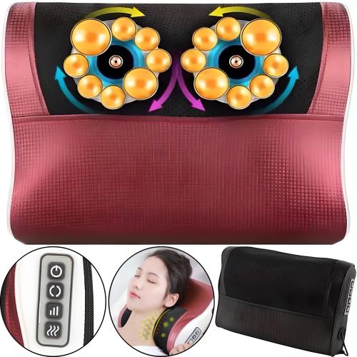 Масажна подушка для спини і шиї Massage Cushion FG214 3 режими роботи з підігрівом 24w роликовий масажер FG - 214 15 кульок від мережі і прикурювача