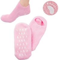 Зволожуючі гелеві шкарпетки для педикюру SPA Gel Socks рожеві, косметичні шкарпетки для СПА процедур з антиковзаючим покриттям і зволожуючим гелем