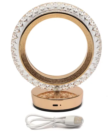 Настільна лампа-нічник Circle Table Light PC-8217 сенсорний нічник коло, світлодіодна лампа світильник із кристалами на акриловій підставці 3 режими