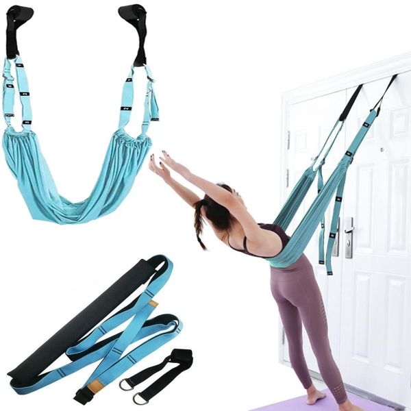 Підвісний гамак для йоги та фітнесу Air Yoga rope Синій, Гумки для аеройоги, пілатесу і тренування м'язів з кріпленням у дверний отвір