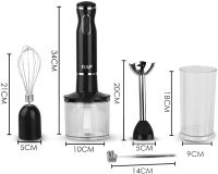 Занурювальний кухонний блендер Raf R.314B Blender Set 5 в 1 800W електричний ручний міксер подрібнювач з віночком, мірною склянкою і насадками R-314B