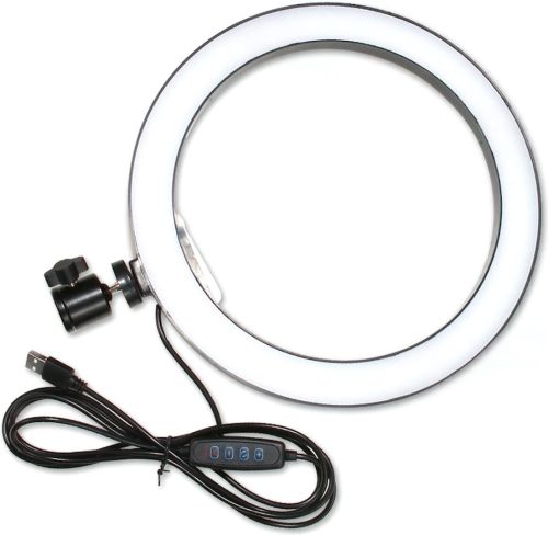 Кольцевая лампа со штативом LED Ring Light QX-206 26 см светодиодное селфи кольцо с подставкой и держателем для настольной сьемки 3 режима свечения