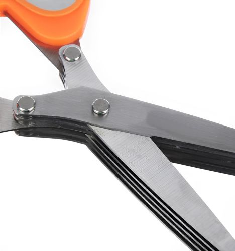 Кухонные ножницы для зелени Salad Scissors H-169 пятислойный измельчитель для нарезки и шинковки салата 5 мультилезвий с щеточкой для чистки 22 см