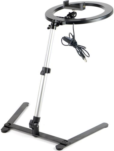 Кольцевая лампа со штативом LED Ring Light QX-206 26 см светодиодное селфи кольцо с подставкой и держателем для настольной сьемки 3 режима свечения