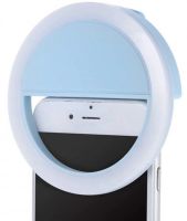 Світлодіодне LED селфи кільце Selfie Ring Light XL-191 8.5 см світлове підсвічування для фото лампа на телефон Android IOS блакитне, Рожеве, Чорне
