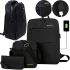 Городской набор сумок 3 в 1 Backpack 9018 рюкзак для ноутбука 15", сумка через плечо и кошелек на молнии с USB портом для наушников 42х33 см Черный